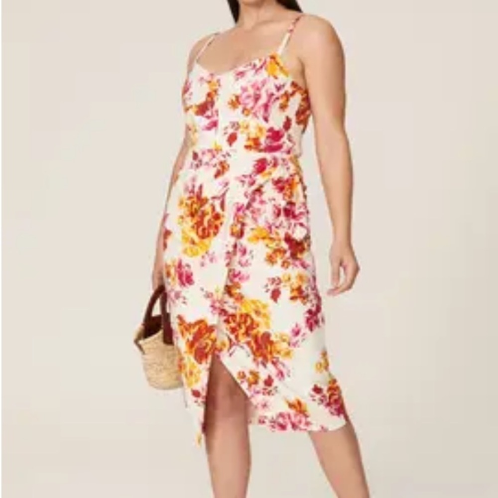 Great Jones White Floral Midi Dress size 14